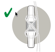 Cleats: These must be securely fixed to an adjacent surface, completely out of reach of children, and at least 1.5 metres from the floor. The cords must be wrapped securely around the cleat in an "8" formation after each and every operation of the blind. Ensure all spare cord is securely contained on the cleat.  